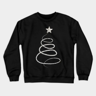 Minimalistic Silver Faux Glitter Star Christmas Tree Crewneck Sweatshirt